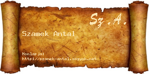 Szamek Antal névjegykártya